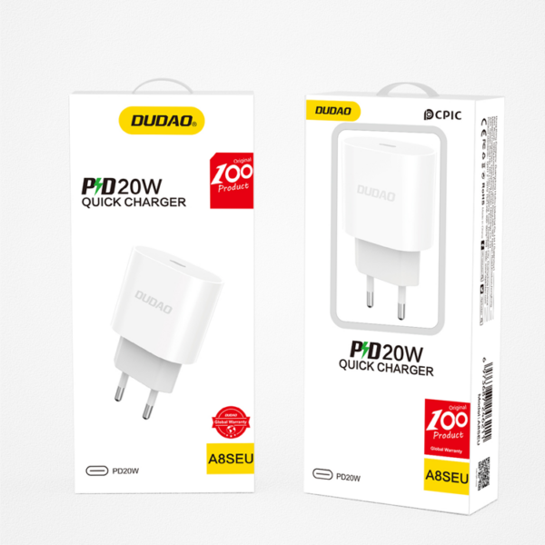 Dudao Snabbladdare USB-C PD 20W EU - Vit