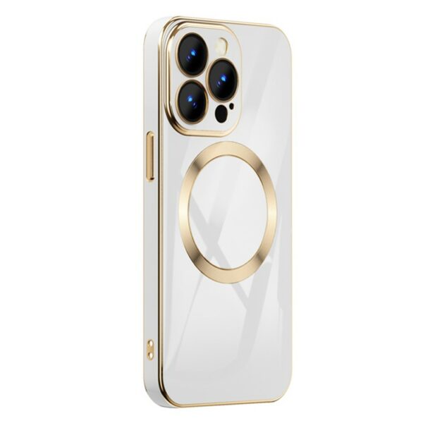 iPhone 14 Pro Magsafe Cover Gold Edge - White