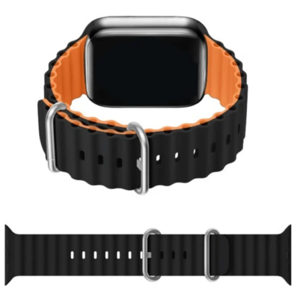 Apple Silicone Watchband Ultra/SE/8/7/6/5/4 (49/45/44/42mm) Black Orange