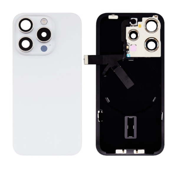 iPhone 15 Pro Back Glass With Small Parts Pulled –White Titanium